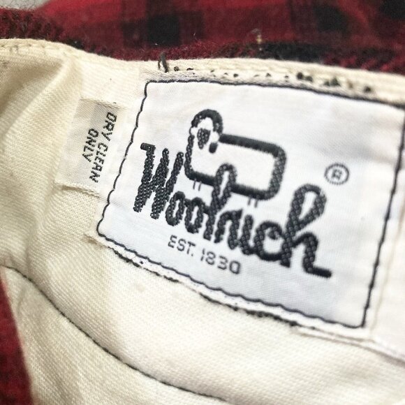 Vintage Woolrich Wool Pants Size 28 Buffalo Plaid Red Black Hunting Lumberjack - Picture 2 of 6